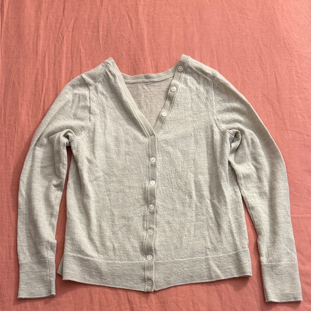 J. Crew Light Gray Cardigan Sweater 100% wool
